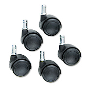 Safco TaskMaster Hard Floor Casters, Grip Ring Stem, 2" Wheel, Black, 5/Set (SAF5132)