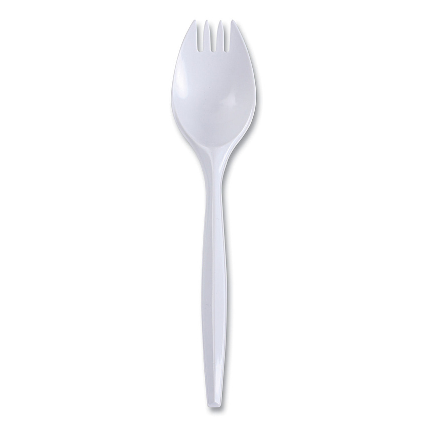 Boardwalk Mediumweight Wrapped Polypropylene Cutlery, Spork, White, 1,000/Carton (BWKSPRKMWPPWIW)