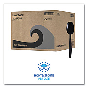 Boardwalk Heavyweight Wrapped Polypropylene Cutlery, Teaspoon, Black, 1,000/Carton (BWKTSHWPPBIW)