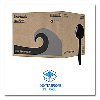 Boardwalk Heavyweight Wrapped Polypropylene Cutlery, Teaspoon, Black, 1,000/Carton (BWKTSHWPPBIW)