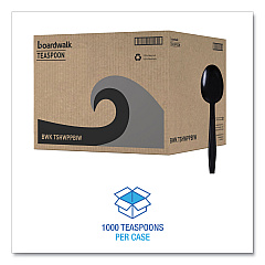 Boardwalk Heavyweight Wrapped Polypropylene Cutlery, Teaspoon, Black, 1,000/Carton (BWKTSHWPPBIW)