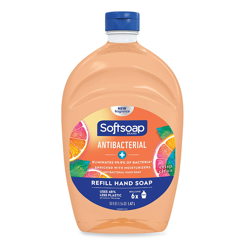 Softsoap Antibacterial Liquid Hand Soap Refill, Fresh Scent, 50 oz, Orange, 6/Carton (CPC46325)