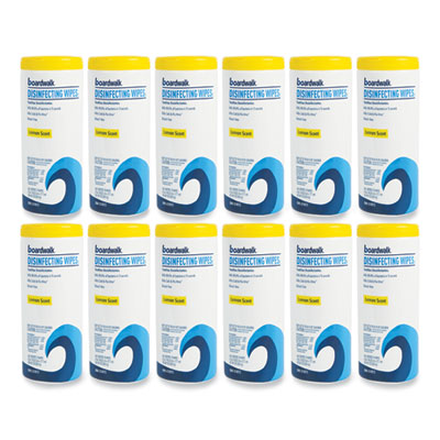 Boardwalk Disinfecting Wipes, 7 x 8, Lemon Scent, 35/Canister, 12 Canisters/Carton (BWK455W35)