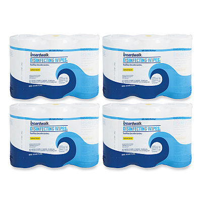 Boardwalk Disinfecting Wipes, 7 x 8, Lemon Scent, 75/Canister, 12 Canisters/Carton (BWK455W753CT)