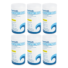 Boardwalk Disinfecting Wipes, 7 x 8, Lemon Scent, 75/Canister, 6 Canisters/Carton (BWK455W75)