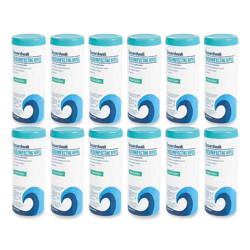 Boardwalk Disinfecting Wipes, 7 x 8, Fresh Scent, 35/Canister, 12 Canisters/Carton (BWK454W35)