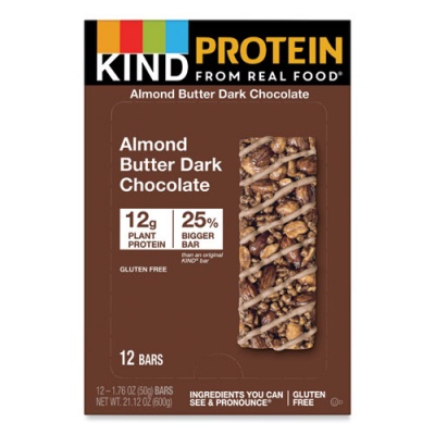 KIND Protein Bars, Almond Butter Dark Chocolate, 1.76 oz, 12/Pack (26832)
