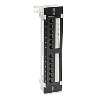 Tripp Lite CAT6 Wall-Mount PoE Patch Panel 12-Port, Black, Ships in 7-10 Business Days (N250P12)