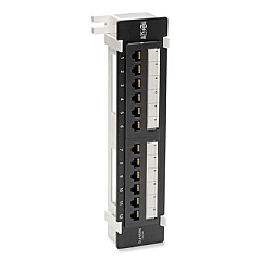 Tripp Lite CAT6 Wall-Mount PoE Patch Panel 12-Port, Black, Ships in 7-10 Business Days (N250P12)