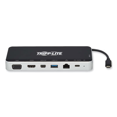 Tripp Lite U442-DOCK16-B USB-C Dock for Triple Display, HDMI/Mini DisplayPort/RJ45/USB-A 3.0/USB-C/VGA, GY, Ships in 7-10 Bus Days