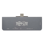 Tripp Lite U442-DOCK15-S USB-C Dock with Removable Clip, 3.5 mm/HDMI/microSD/SD/USB-A/USB-C, Gray, Ships in 7-10 Business Days