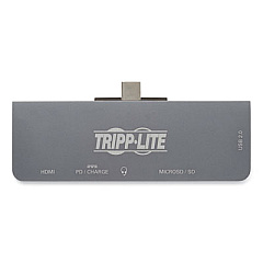Tripp Lite U442-DOCK15-S USB-C Dock with Removable Clip, 3.5 mm/HDMI/microSD/SD/USB-A/USB-C, Gray, Ships in 7-10 Business Days
