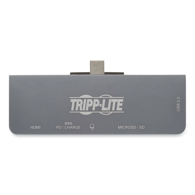 Tripp Lite U442-DOCK15-S USB-C Dock with Removable Clip, 3.5 mm/HDMI/microSD/SD/USB-A/USB-C, Gray, Ships in 7-10 Business Days
