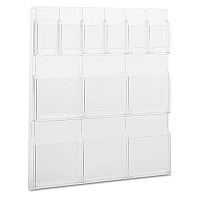 Safco Reveal Clear Literature Displays, 12 Compartments, 30w x 2d x 34.75h, Clear (SAF5606CL)