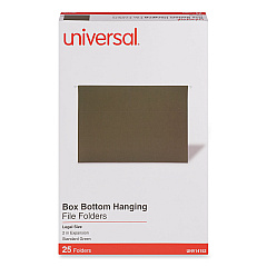 Universal Box Bottom Hanging File Folders, 2" Capacity, Legal Size, 1/5-Cut Tabs, Standard Green, 25/Box (UNV14152)
