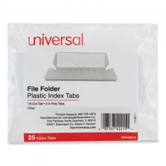 Universal Hanging File Folder Plastic Index Tabs, 1/5-Cut, Clear, 2.25" Wide, 25/Pack (42215)