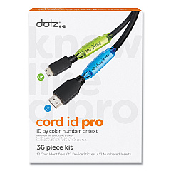 Dotz Cord ID PRO, (12) Cable Identifiers, (12) Device Stickers, (12) Customizable Inserts (LEE21209)