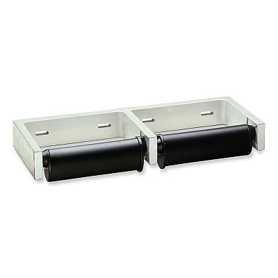 Bobrick ClassicSeries Toilet Tissue Dispenser for Two Rolls, Controlled Delivery, 12.5 x 4 86 x 1.5, Black/Aluminum (BOB274)