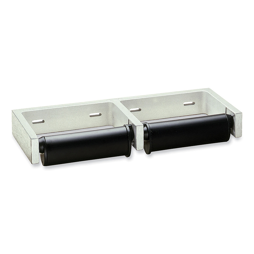 Bobrick ClassicSeries Toilet Tissue Dispenser for Two Rolls, Controlled Delivery, 12.5 x 4 86 x 1.5, Black/Aluminum (BOB274)