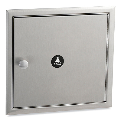 Bobrick Recessed Specimen Pass-Thru Cabinet, 12.75w x 6d x 12.06h, Stainless Steel/Black (505)