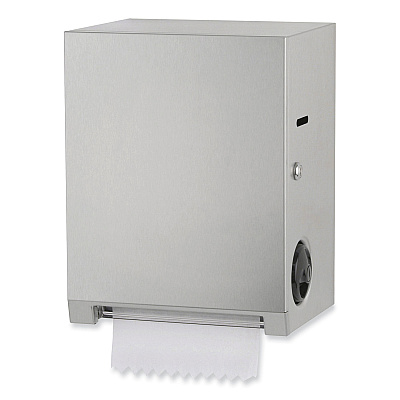 Bobrick Surface-Mounted Roll Paper Towel Dispenser, 11.69 x 8.94 x 15, Satin Stainless Steel/Black (BOB2860)