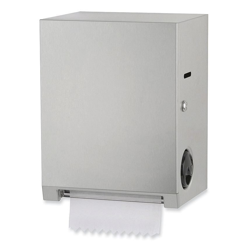 Bobrick Surface-Mounted Roll Paper Towel Dispenser, 11.69 x 8.94 x 15, Satin Stainless Steel/Black (BOB2860)