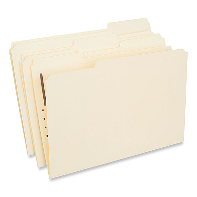 Universal Reinforced Top Tab Fastener Folders, 0.75" Expansion, 1 Fastener, Legal Size, Manila Exterior, 50/Box (UNV13510)