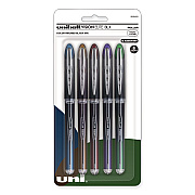 uniball VISION ELITE BLX Series Hybrid Gel Pen, Stick, Fine 0.5 mm, Assorted Ink and Barrel Colors, 5/Pack (UBC1832410)