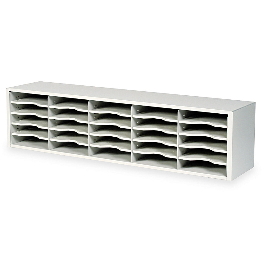 Safco E-Z Sort Steel Mail Sorter Module, 25 Compartments, 57.5 x 13 x 14.25, Light Gray (SAF7751GR)