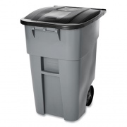 Rubbermaid Commercial Square Brute Rollout Container, 50 gal, Molded Plastic, Gray (9W27GY)