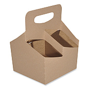 SCT 4-Corner Pop-Up Food and Drink Trays, 4-Cup Up to 24 oz, 6.5 x 6.25 x 9, Brown, Paper, 250/Carton (SCH2797)