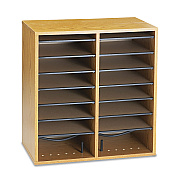 Safco Wood/Laminate Literature/CD Sorter, 16 Compartments, 19.5 x 11.75 x 21, Medium Oak (SAF9422MO)