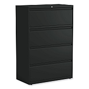 Alera Lateral File, 4 Legal/Letter-Size File Drawers, Black, 36" x 18.63" x 52.5" (ALEHLF3654BL)