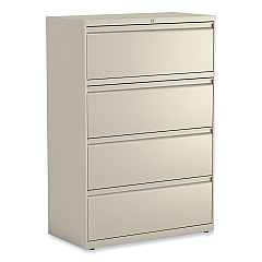 Alera Lateral File, 4 Legal/Letter-Size File Drawers, Putty, 36" x 18.63" x 52.5" (ALEHLF3654PY)