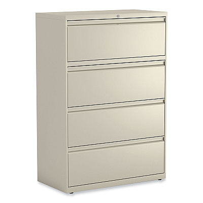 Alera Lateral File, 4 Legal/Letter-Size File Drawers, Putty, 36" x 18.63" x 52.5" (ALEHLF3654PY)