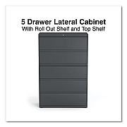 Alera Lateral File, 5 Legal/Letter/A4/A5-Size File Drawers, Charcoal, 42" x 18.63" x 67.63" (ALEHLF4267CC)