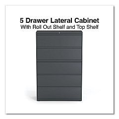 Alera Lateral File, 5 Legal/Letter/A4/A5-Size File Drawers, Charcoal, 42" x 18.63" x 67.63" (ALEHLF4267CC)