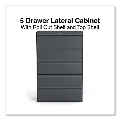 Alera Lateral File, 5 Legal/Letter/A4/A5-Size File Drawers, Charcoal, 42" x 18.63" x 67.63" (ALEHLF4267CC)