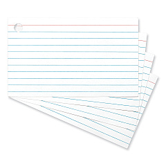 Universal Ring Index Cards, Ruled, 3 x 5, White, 100/Pack (UNV47300)