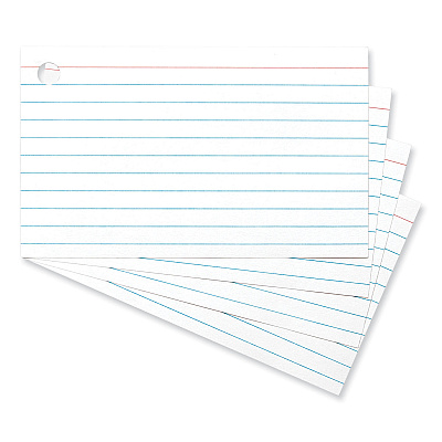 Universal Ring Index Cards, Ruled, 3 x 5, White, 100/Pack (UNV47300)