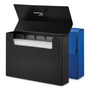 Universal Poly Index Card Box, Holds 100 3 x 5 Cards, 3 x 1.33 x 5, Plastic, Black/Blue, 2/Pack (47304)