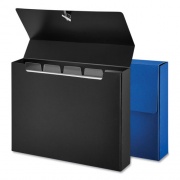 Universal Poly Index Card Box, Holds 100 4 x 6 Cards, 4 x 1.33 x 6, Plastic, Black/Blue, 2/Pack (47305)