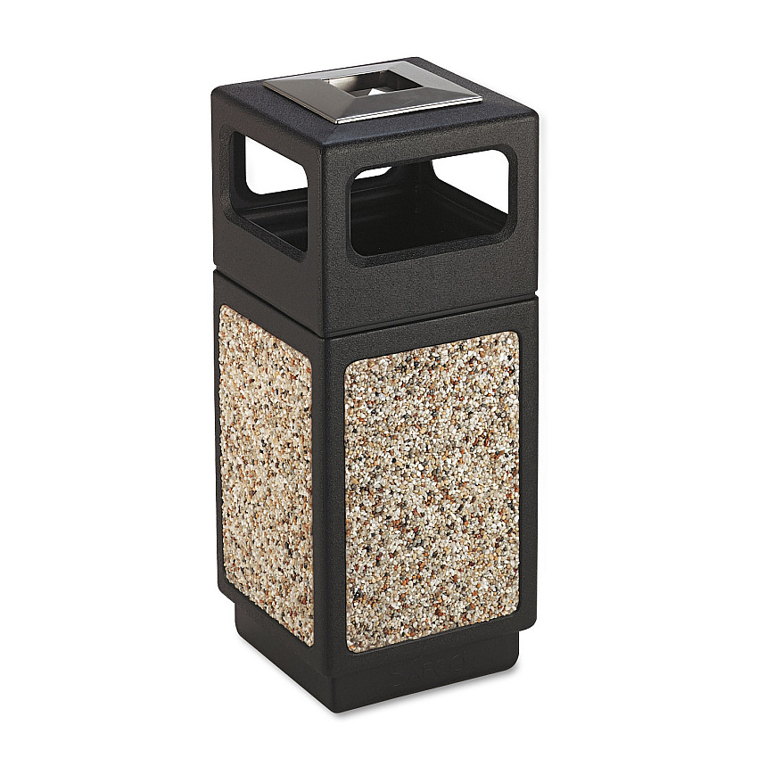 Safco Canmeleon Aggregate Panel Receptacles, 15 gal, Polyethylene/Stainless Steel, Black (SAF9470NC)