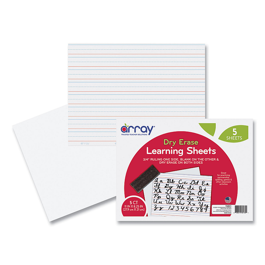 Pacon GoWrite! Dry Erase Learning Boards, 8.25 x 11, White Surface, 5/Pack (PACLB8511)