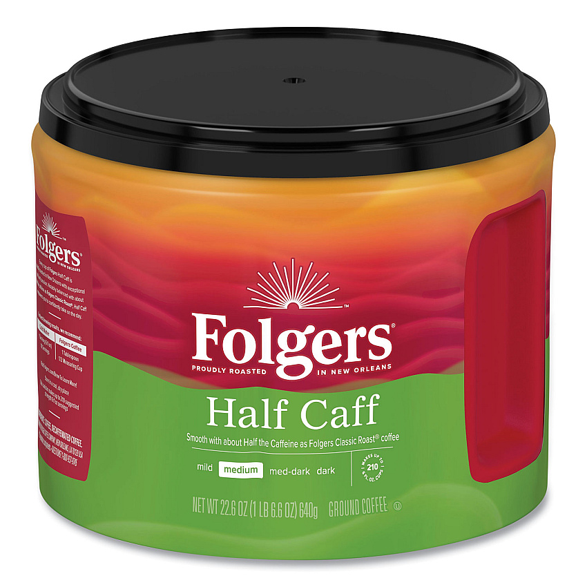 Folgers Coffee, Half Caff, 22.6 oz Canister, 6/Carton (FOL20527CT)