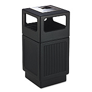 Safco Canmeleon Recessed Panel Receptacles, 38 gal, Polyethylene, Black (SAF9477BL)