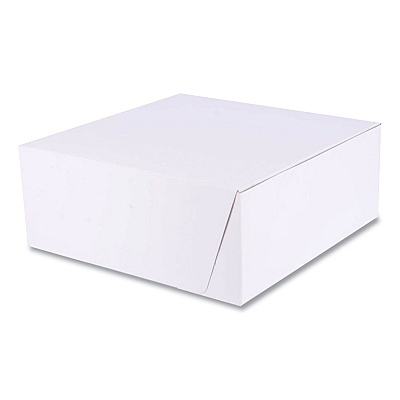 SCT White One-Piece Non-Window Bakery Boxes, Standard, 10 x 10 x 4, White, Paper, 100/Bundle (SCH1573)