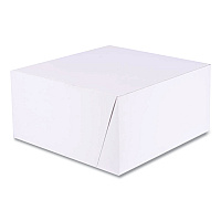 SCT White One-Piece Non-Window Bakery Boxes, Standard, 10 x 10 x 5, White/Kraft, Paper, 100/Bundle (SCH1576)