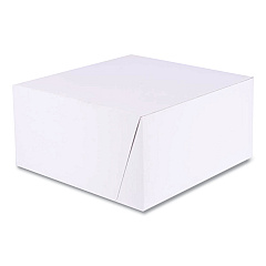 SCT White One-Piece Non-Window Bakery Boxes, Standard, 10 x 10 x 5, White/Kraft, Paper, 100/Bundle (SCH1576)