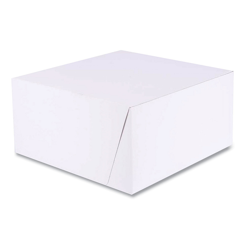 SCT White One-Piece Non-Window Bakery Boxes, Standard, 10 x 10 x 5, White/Kraft, Paper, 100/Bundle (SCH1576)